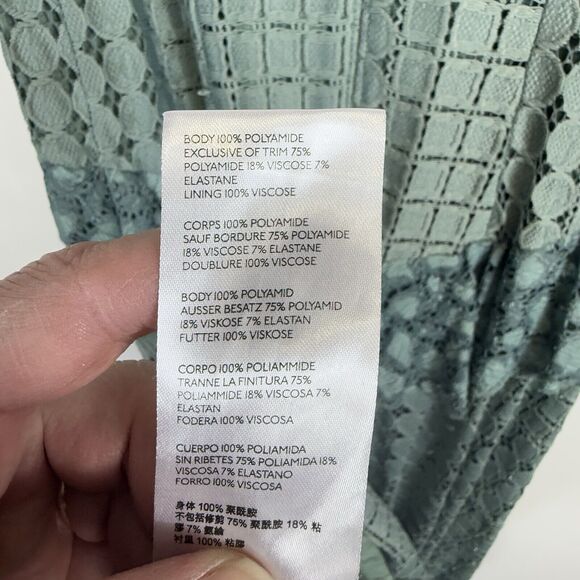 Anthropologie Seafoam Green Lace Overlay Romantic Ruffle Midi Dress Women's 4 - Picture 9 of 9